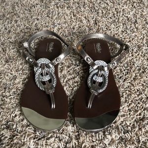 Mossimo brown and silver T-strap sandal size 8 1/2